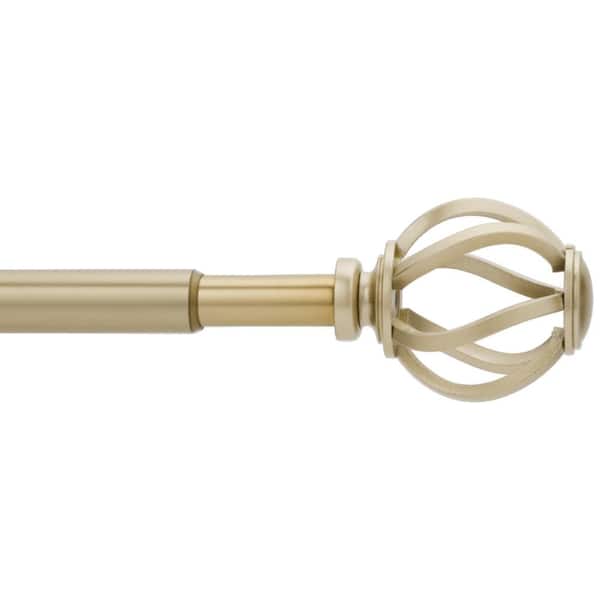 StyleWell 48 in. - 84 in. Telescoping 5/8 in. Single Curtain Rod Kit in Champagne Gold with Cage Finials