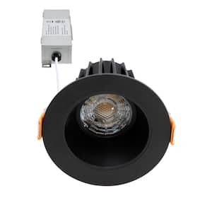 2 in. Slim Round Recessed Anti-Glare LED Downlight, Black Trim, Canless IC Rated, 550 Lumens, 5 CCT 2700K-5000K