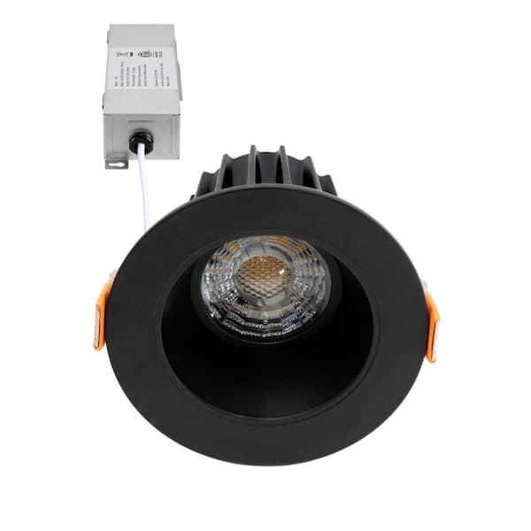 Maxxima 2 in. Round Recessed Anti-Glare LED Downlight, Black Trim, Canless IC Rated, 550 Lumens, 5 CCT 2700K-5000K MRL-S20803B - The Home Depot