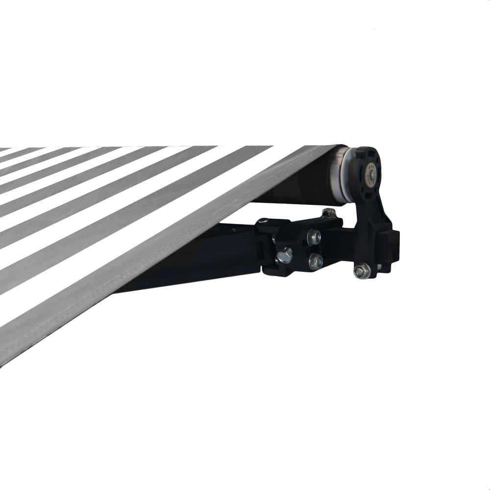 Gray and White Striped Polyester Retractable Awning Fabric Replacement