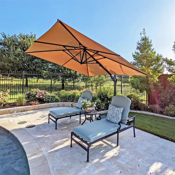PHI VILLA 10 ft. x 10 ft. Aluminum Frame Offset Cantilever Patio Umbrella with Double Tier Sturdy in Beige THD-E02GM023-M - The Home Depot PHI VILLA 10 ft. x 10 ft. Aluminum Frame Offset Cantilever Patio Umbrella with Double Tier Sturdy in Beige THD-E02GM023-M - The Home Depot