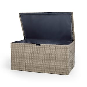 140 Gal. Outdoor Patio Oversized All-Weather Wicker Natural Gray Storage Deck Box