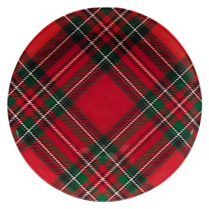 Christmas Plaid 18 in. Assorted Colors Melamine Round Platter (Set of 2)