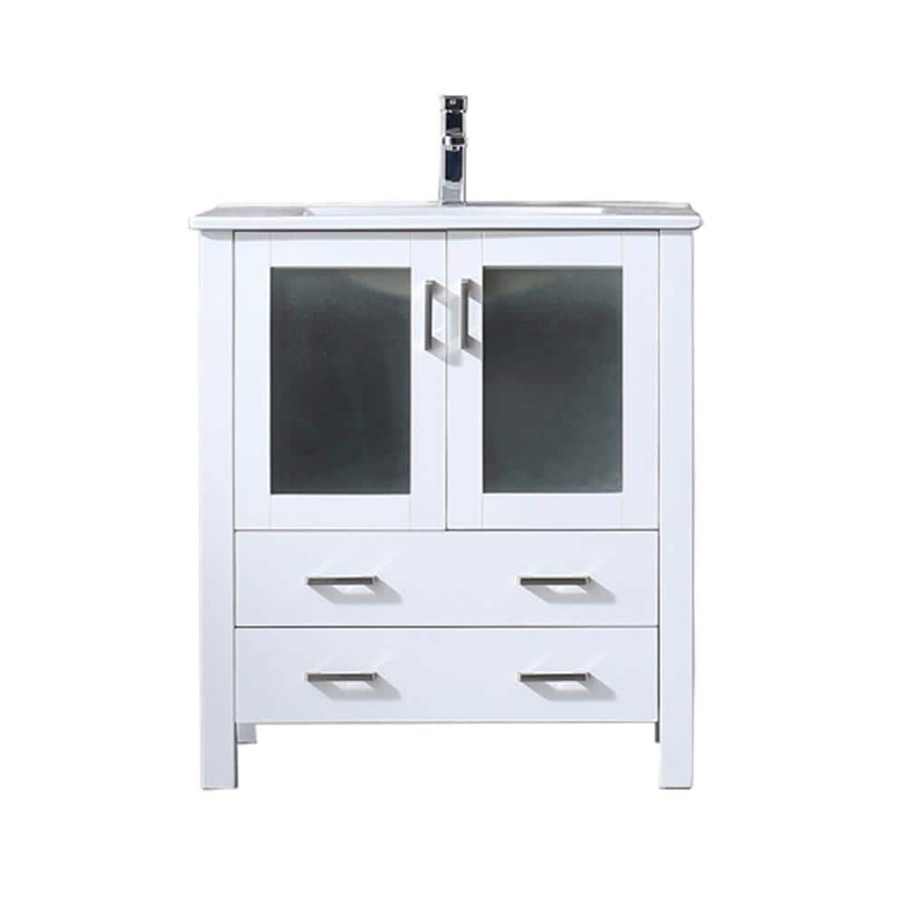 Volez 30 in W x 18.25 in D White Bath Vanity with White Ceramic Top, and Faucet Set price history on PriceWatchPro