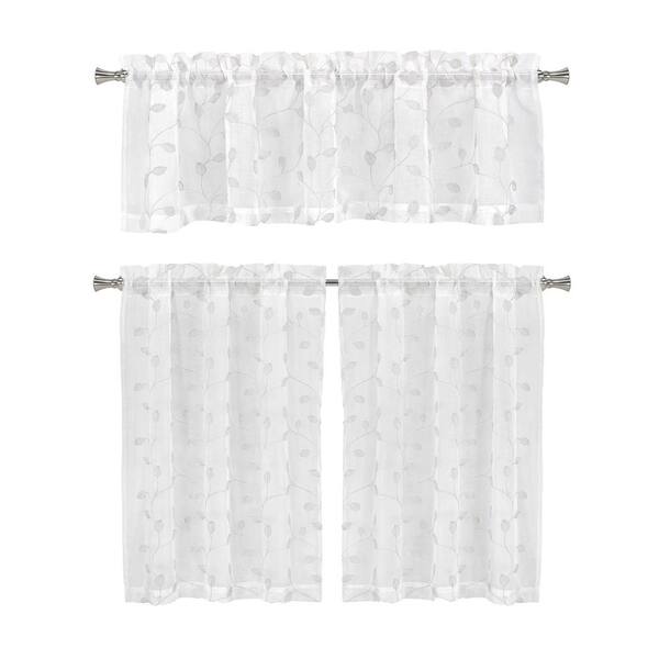 HOME MAISON White Gingham Rod Pocket Room Darkening Curtain - 56 in. W x 15 in. L (Set of 2)