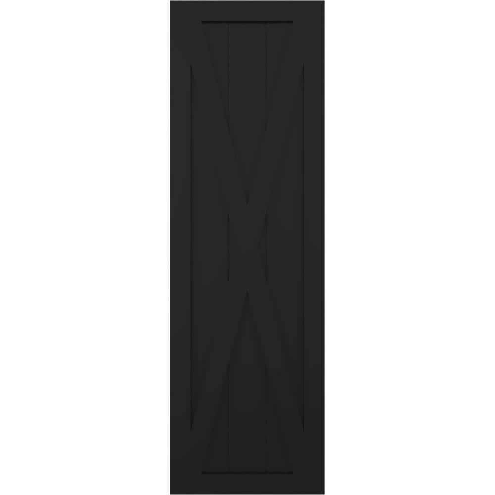 15 in. x 40 in. True Fit PVC Single X-Board Farmhouse Fixed Mount Board and Batten Shutters Pair in Black price history on PriceWatchPro
