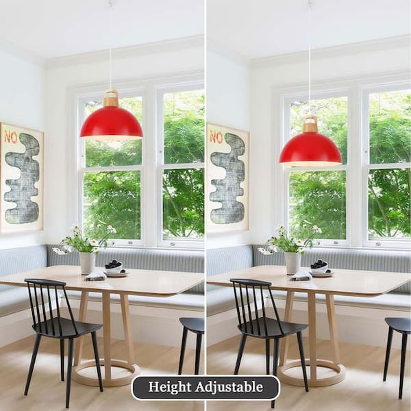 ADSENSTY 1 Light Red Shaded Industrial Single Pendant Light with