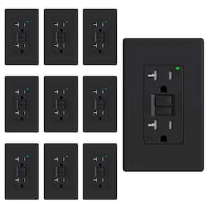 20 AMP 125-V Duplex Tamper Resistant Self-Test GFCI Outlet, with Screwless Wall Plate, UL&CUL Certified, BLK (10-Pack)