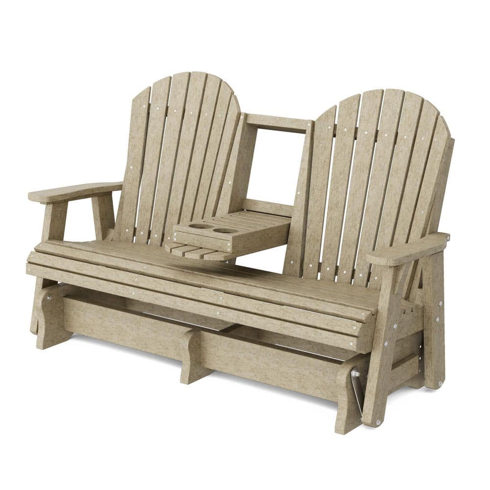 Heritage 2-Person Weathered Wood HDPE Plastic Outdoor 5' Glider with Console price history on PriceWatchPro