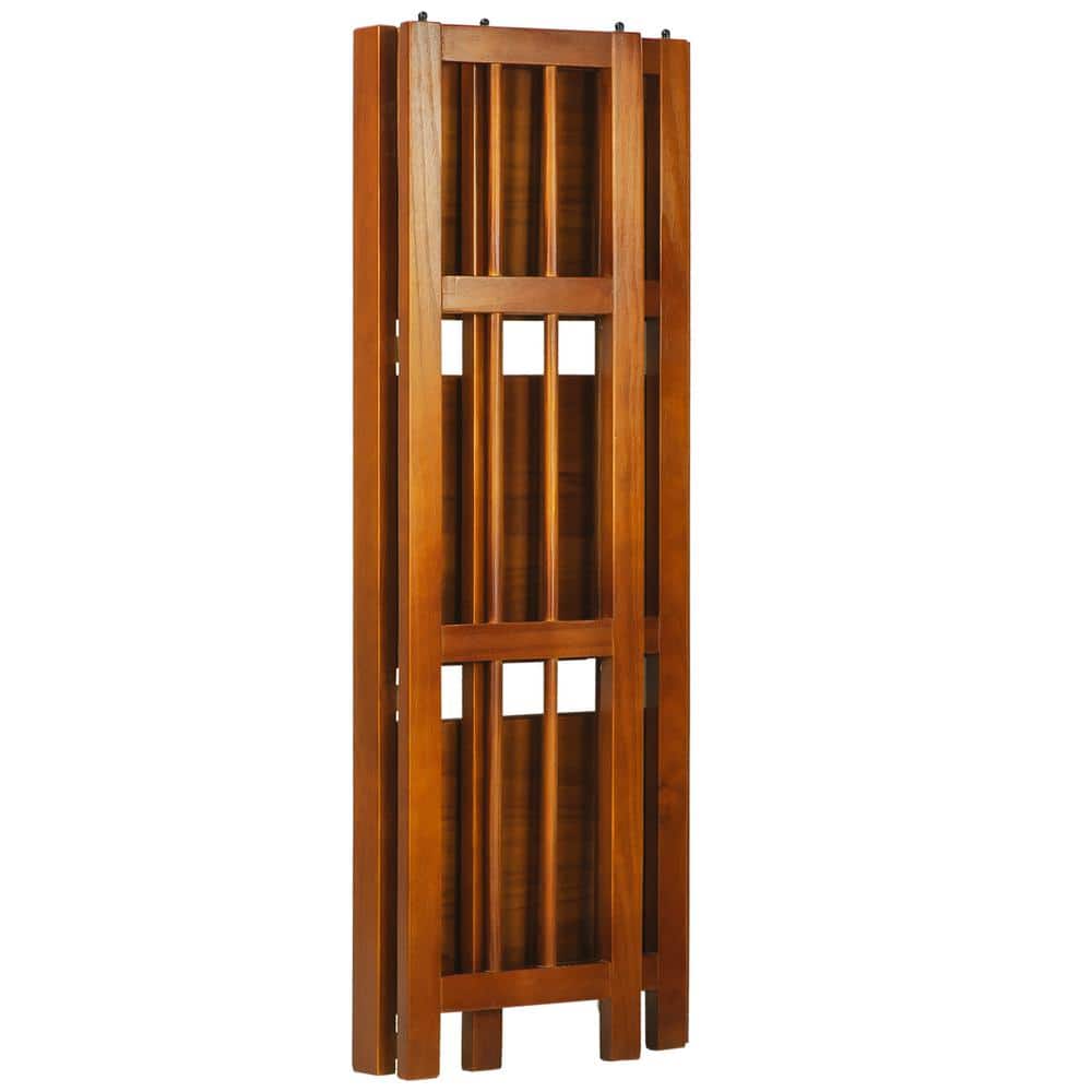 Honey Oak 3-Shelf Folding Wood Bookcase