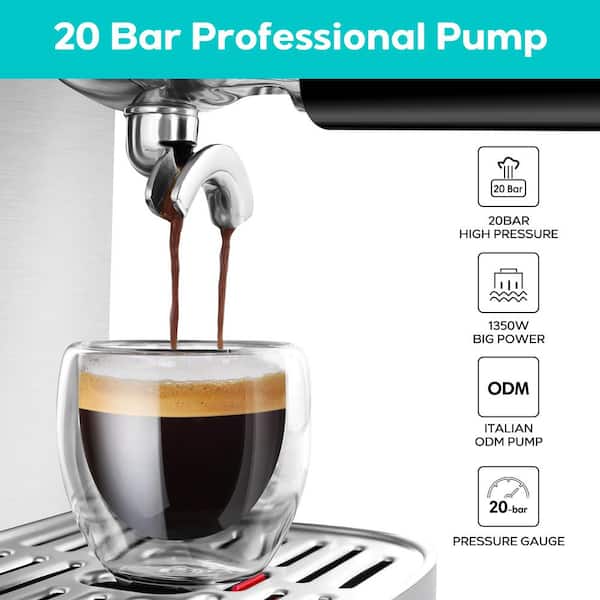  CASABREWS Espresso Machine 20 Bar, Compact Cappuccino Machine  with Automatic Milk Frother, Stainless Steel Espresso Maker With 49 oz  Removable Water Tank for Cappuccino or Latte, Gift for Coffee Lover: Home