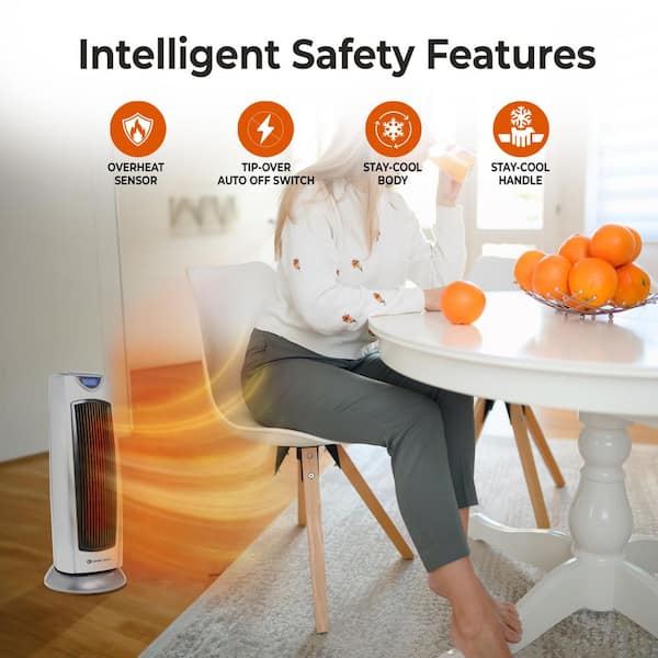 Comfort Zone 1500-Watt Digital Ceramic Oscillating Electric Tower
