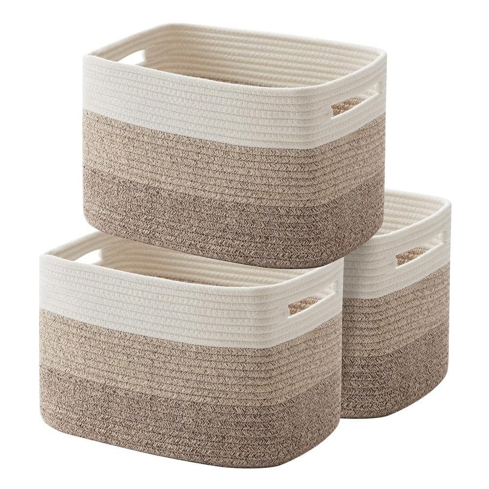 Storage Basket Woven Cotton Rope for Toys, Towel and Bathroom, Pack of 3, Gradient Yellow price history on PriceWatchPro