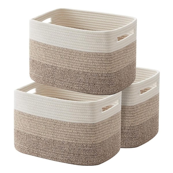 Afoxsos Storage Basket Woven Cotton Rope for Toys, Towel and Bathroom, Pack of 3, Gradient Yellow