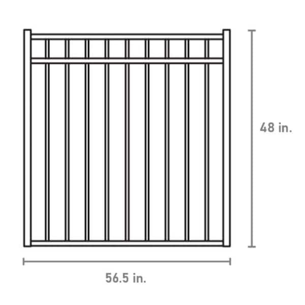 FORTRESS Athens Flat Top and Bottom Design 5 ft. W x 4 ft. H Gloss Black Aluminum Fence Gate