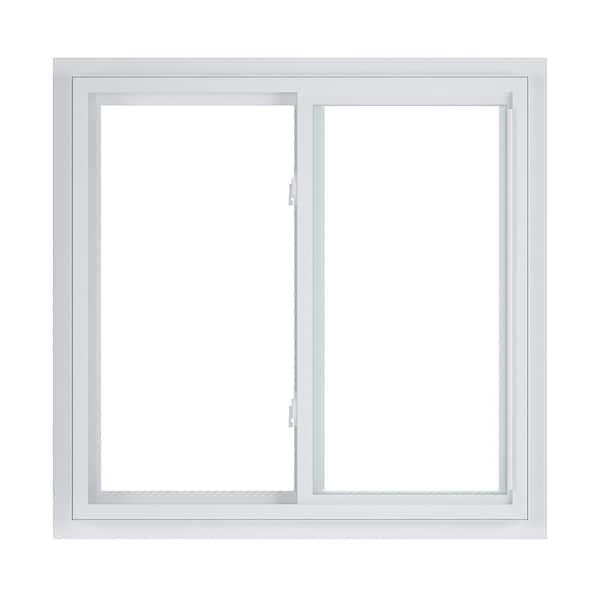 American Craftsman 36 in. x 35 in. 50 Series White Sliding Low-E Argon Glass Vinyl Fin Window, Screen Incl