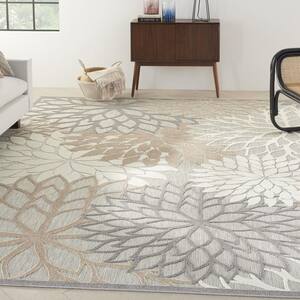 Aloha Natural 12 ft. x 15 ft. Floral Contemporary Area Rug