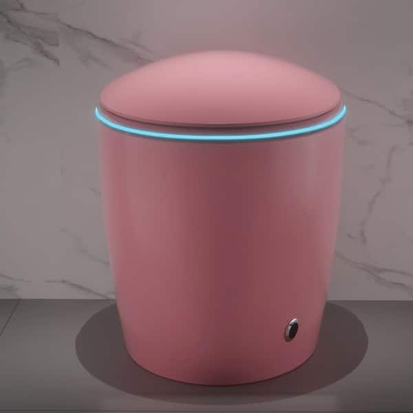 WELLFOR Pink LED Display Bidet Toilet with Auto Functions and Foot Sensor - 1.28 GPF