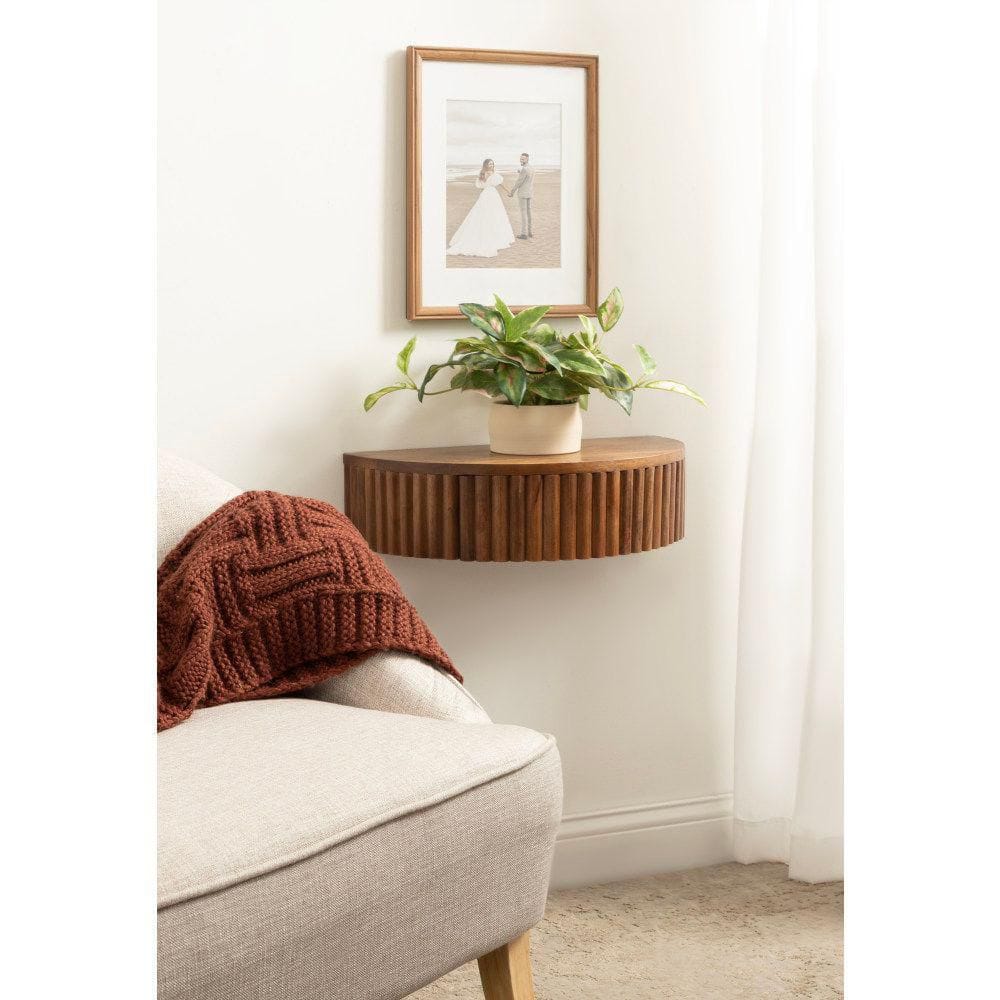 Reid 20.00 in. Walnut Brown Half Circle Solid Wood End Table - thumbnail 10
