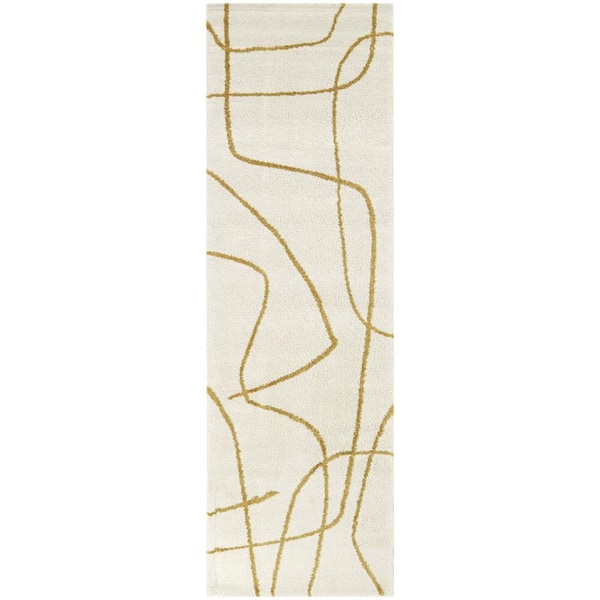 Descartes Mustard 2 ft. x 10 ft. Abstract Runner Rug