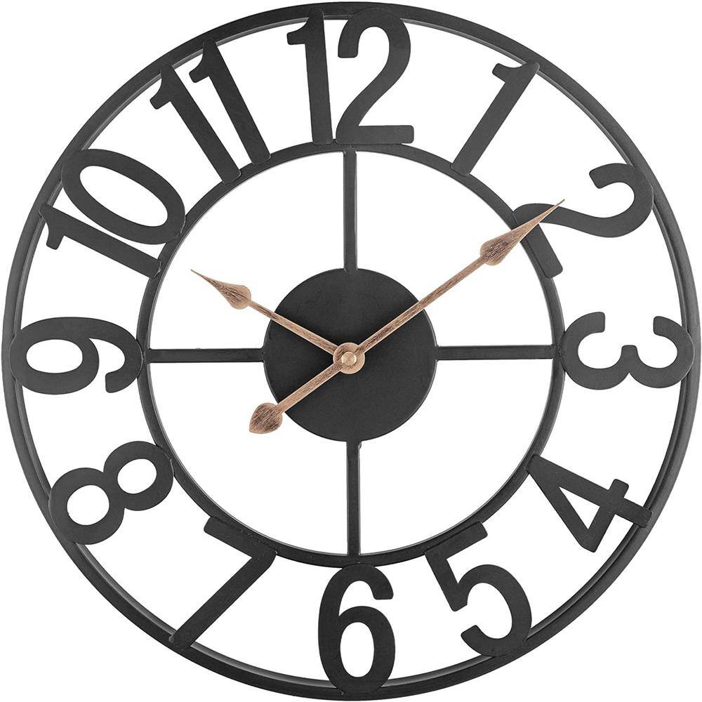 Cubilan Black Arabic Farmhouse Metal Clock MJB302 The Home Depot