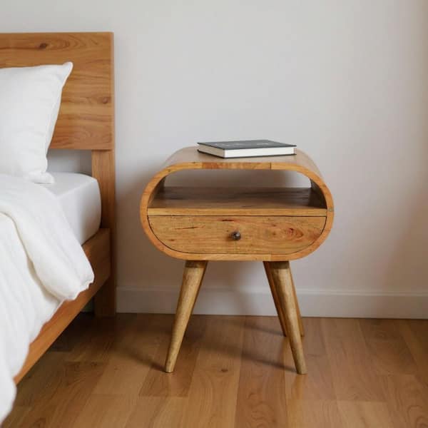 Natural 1 Drawer 17.70 in. Nightstand