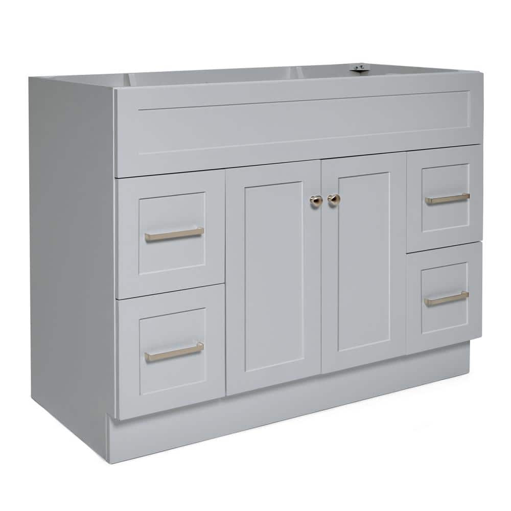 Hamlet 42-Inch Grey Freestanding Bathroom Vanity Cabinet with Brushed Nickel Hardware