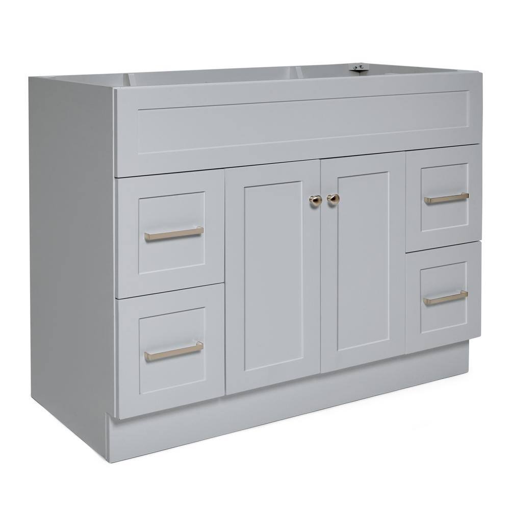 Hamlet 42" Gray Single Freestanding Vanity Cabinet with Nickel Hardware