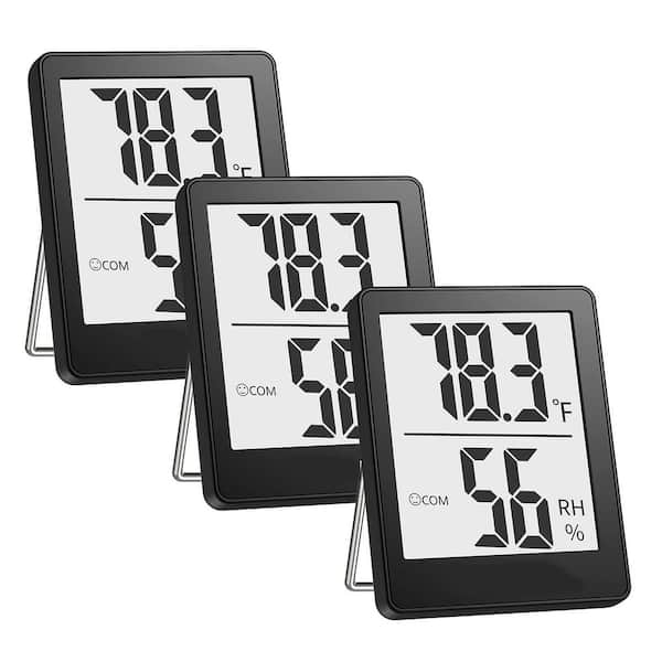 Digital Hygrometer Indoor Thermometer Wireless with Fast Refresh Humidity Meter LCD Display 3 Pack Black