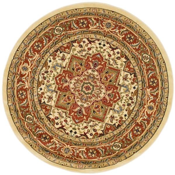 SAFAVIEH Lyndhurst Ivory/Rust 10 ft. x 10 ft. Round Border Area Rug