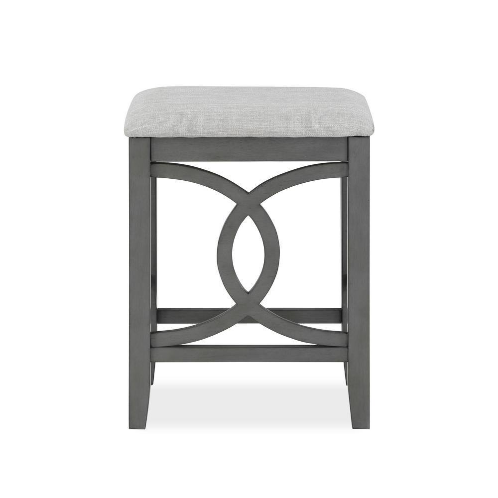 Gray Solid Wood Counter Table Set with Upholstered Stools