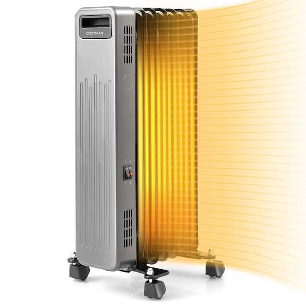 Costway 1500-Watt Oil-Filled Radiator Heater Portable Electric Space Heater 3 Heat Settings