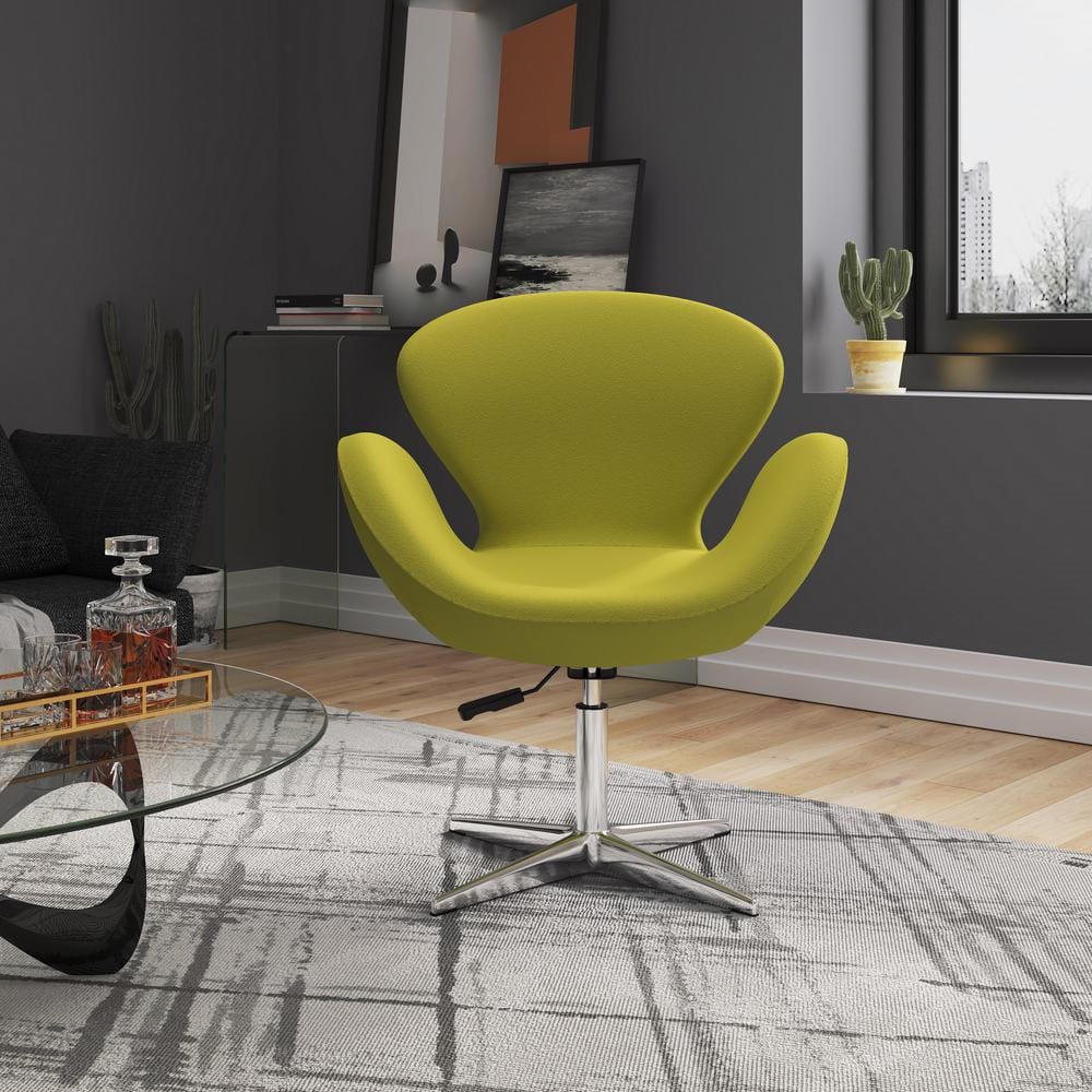 Raspberry Green Faux Leather Swivel Accent Chair Set
