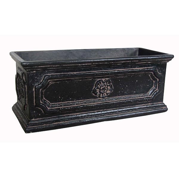 MPG 20 in. x 8 in. Aged Charcoal Stone Window Boxes & Troughs