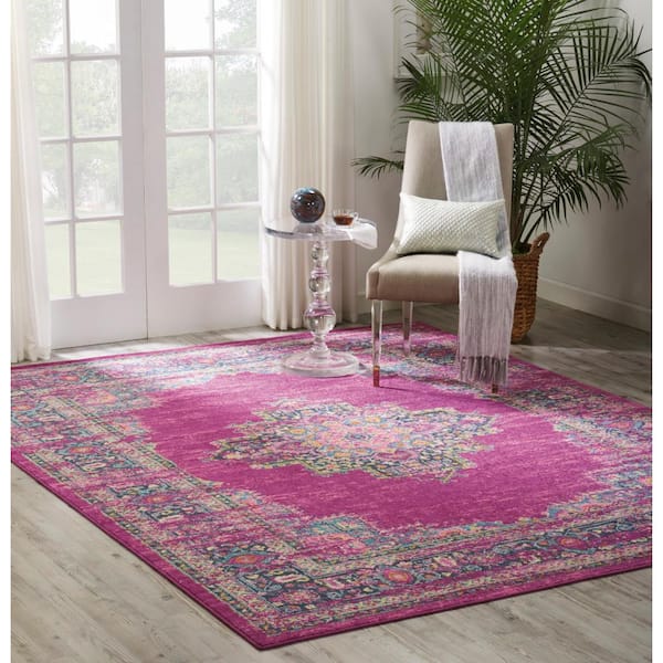 Passion Fuchsia 8 ft. x 10 ft. Persian Vintage Area Rug