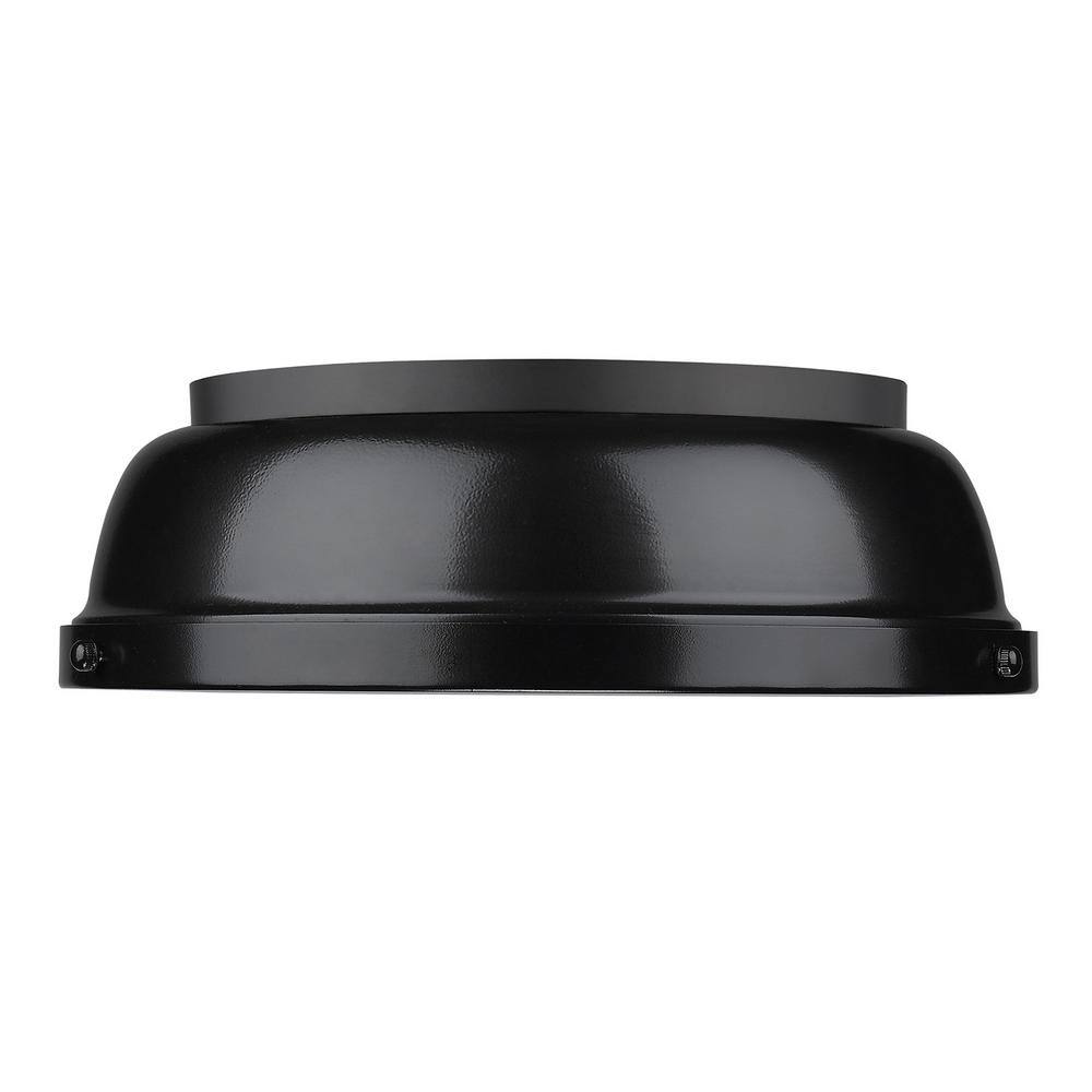 Duncan 14" Matte Black and Brass Vintage-Inspired Flush Mount