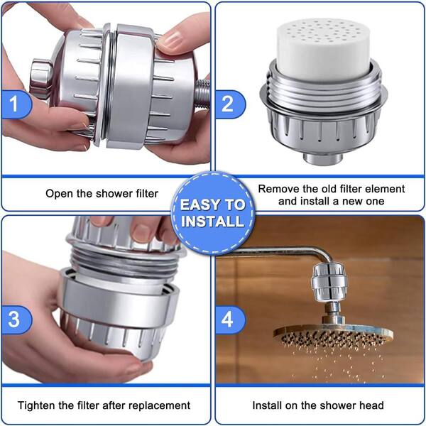15-Stage Shower Filter Replacement Cartridge With Vitamin C – For Hard Water, 4 Inch