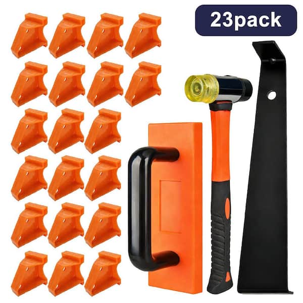Wood Floor Installation Kit for Mallet, Heavy-Duty Pull Bar, Tapping Block, and 20-Triangular Spacers Accessory