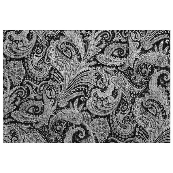 Dream Shag Premium Machine Washable Abstract ADS654 Black 2 ft. x 3 ft. Accent Rug