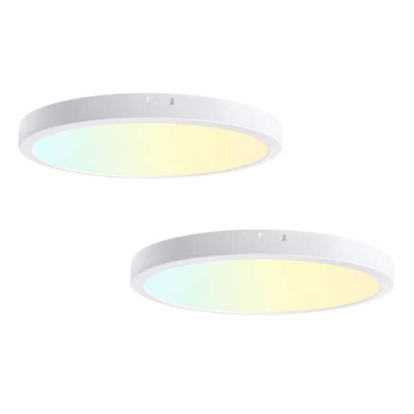 Sofiton 9 in. White Integrated LED Flush Mount Light Super Narrow Frame Slim LED Flush Mount Light with 5 CCT Selectable(2-Pack)