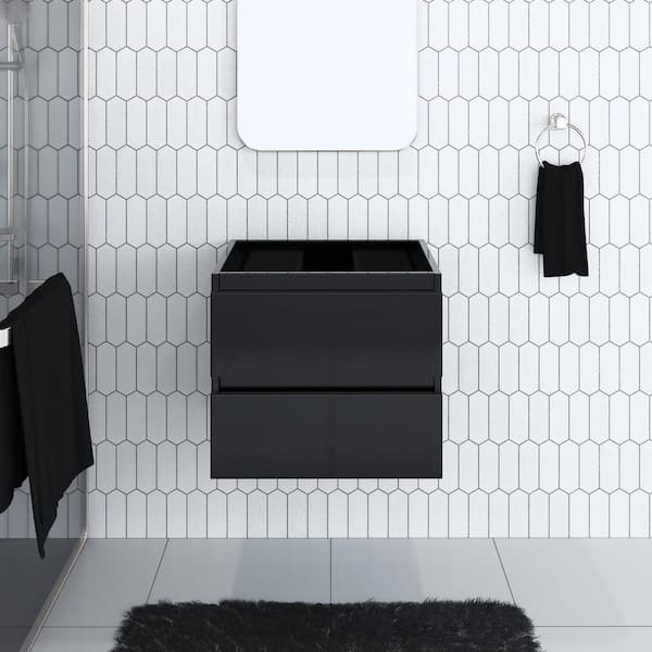 VOLPA USA AMERICAN CRAFTED VANITIES Salt 24 in. W x 18 in. D Bath Vanity Cabinet Only in Glossy Black
