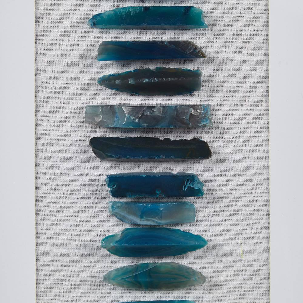 Cerulean Blue Agate Stones Framed Rectangular Shadowbox