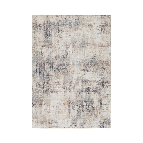 Selena Blue, Ivory and Taupe 8 ft. x 10 ft. Geometric Area Rug