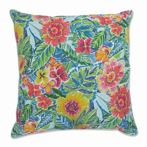 Floral Multicolored Square Outdoor Square Throw Pillow