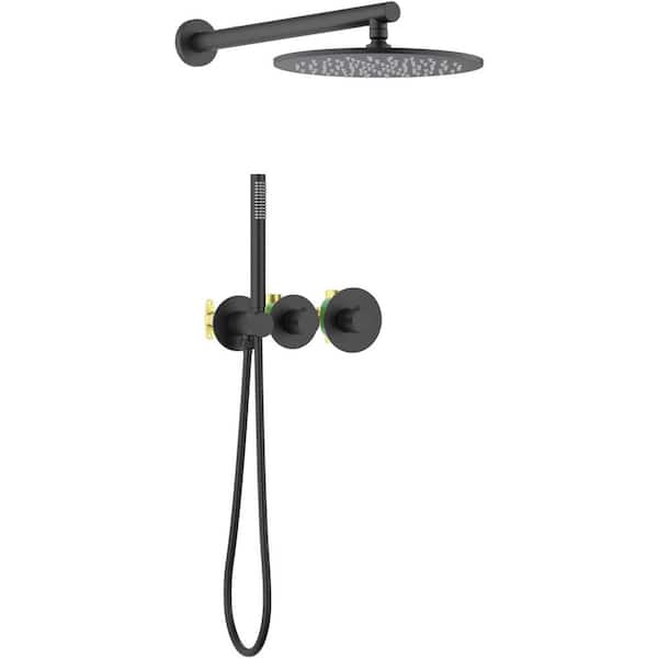 Circular 2-Handle 1-Spray Shower Faucet 1.8 GPM with Easy to Install Corrosion Resistant in Matte Black