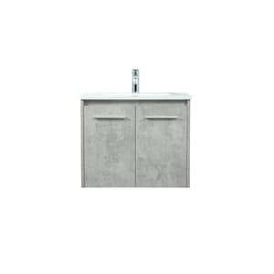 Simply Living 24 in. W x 18 in. D x 19.7 in. H Bath Vanity in Concrete Grey with Ivory White Engineered Marble Top