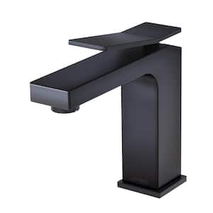 Avian Single Handle Single Hole Bathroom Faucet with Metal Touch Down Drain Included in Satin Black