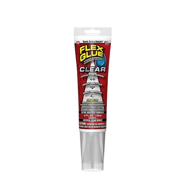 FLEX SEAL FAMILY OF PRODUCTS Flex Glue Clear 4 oz. Pro-Formula Strong Rubberized Waterproof Adhesive