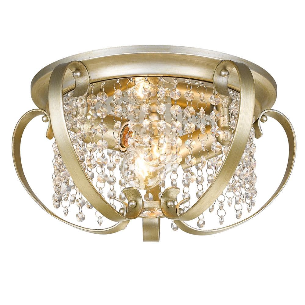 Ella White Gold Crystal 2-Light Flush Mount