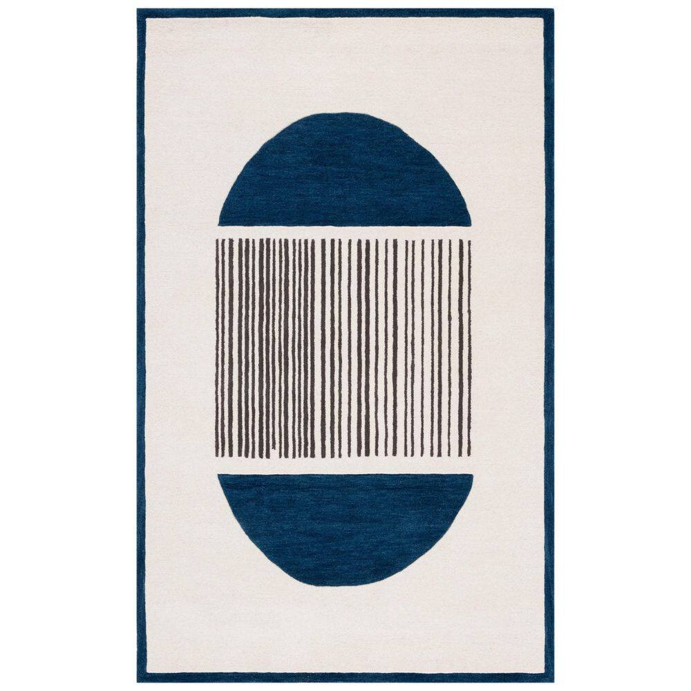 Rodeo Drive 8 ft. x 10 ft. Ivory/Navy Geometric Striped Oval Area Rug price history on PriceWatchPro